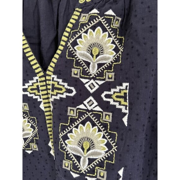 Anthropologie Solitaire Peasant Embroidered Johnny Blouse Floral Eyelet Shirt Bl - Picture 5 of 10